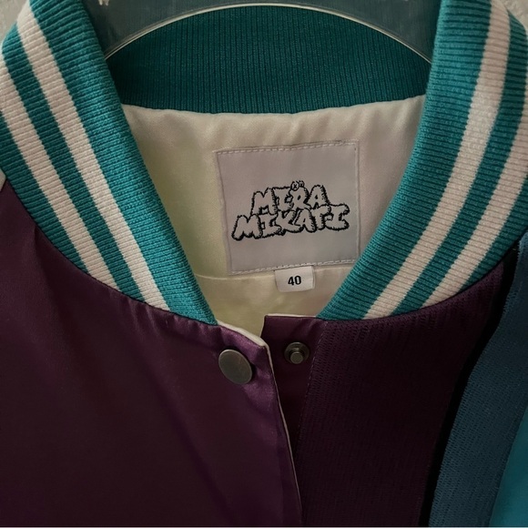 KAWS x MIRA MIKATI sz 40 S White Blue Bomber Jacket Snap Buttons $1895 - Picture 9 of 16